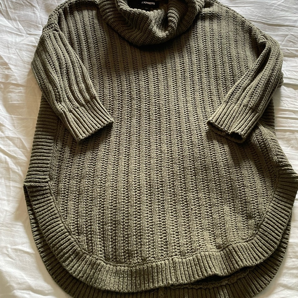 Express Oversized Olive Green Turtleneck